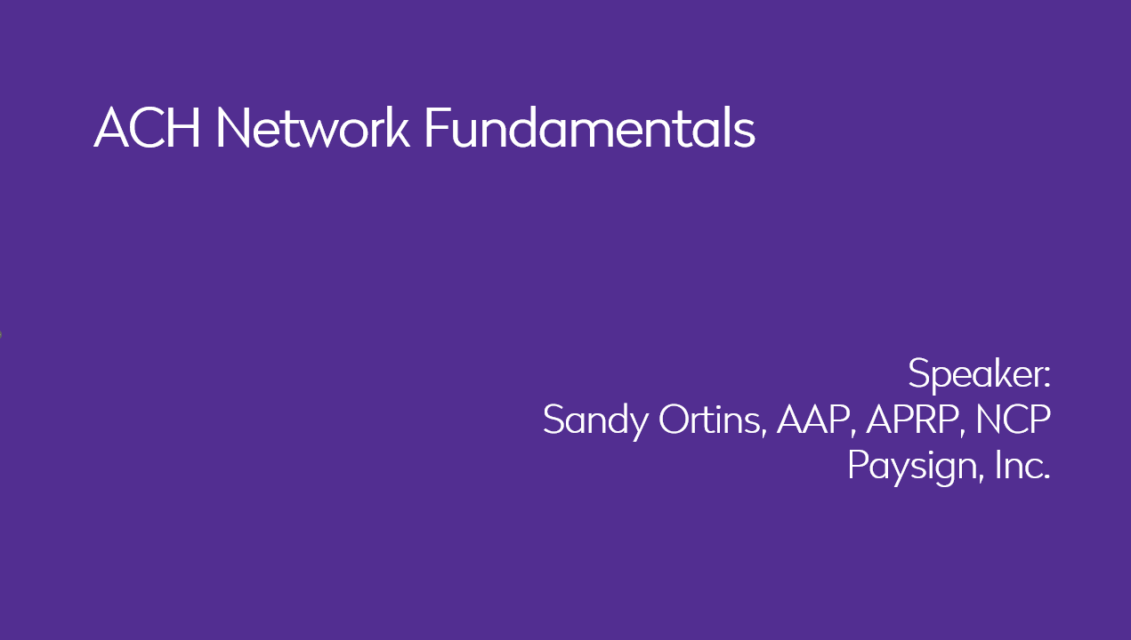 ACH Network Fundamentals